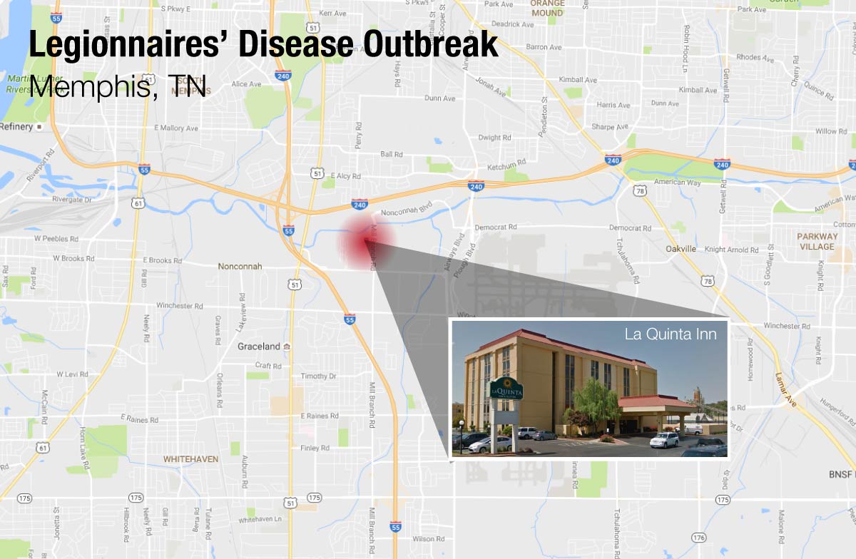 map memphis legionaires' disease outbreak