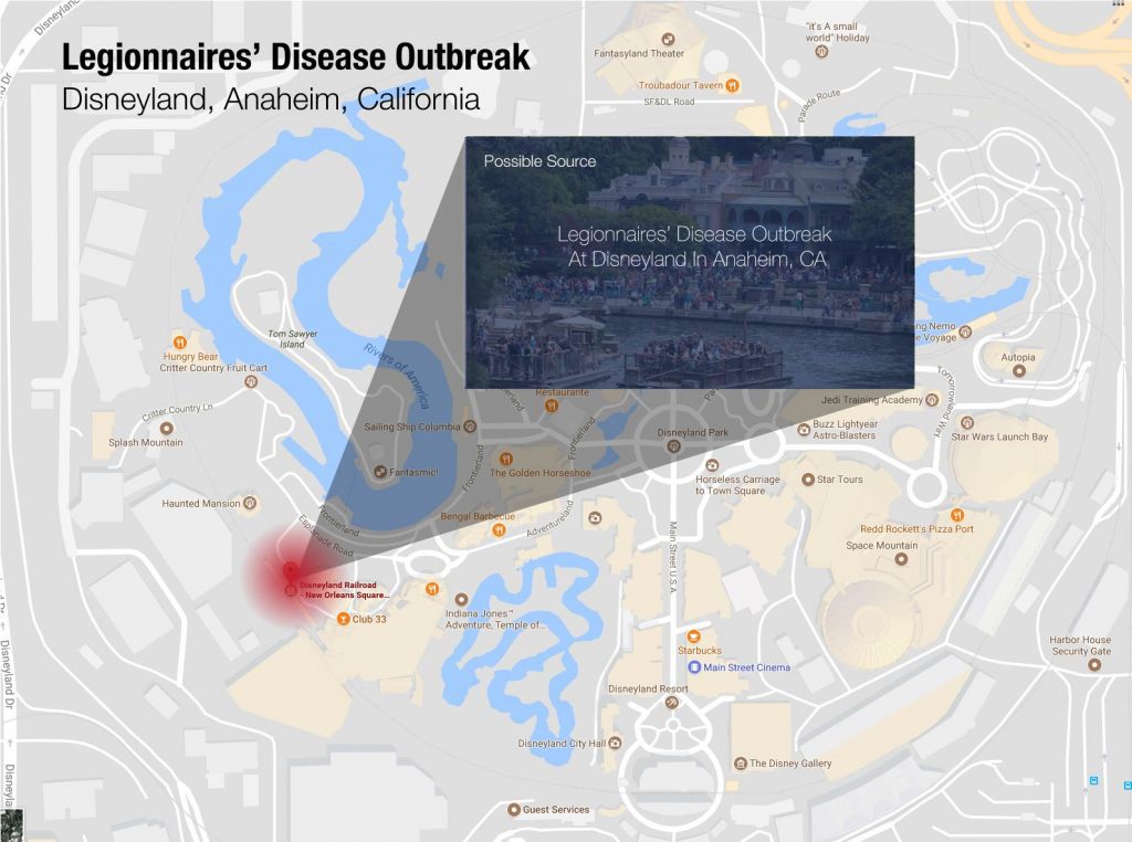 Disneyland legionnaires disease source map